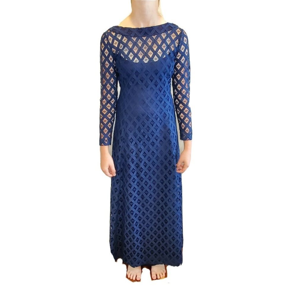 Vintage 60s 70s Union‎ Made Maxi Lace Dress